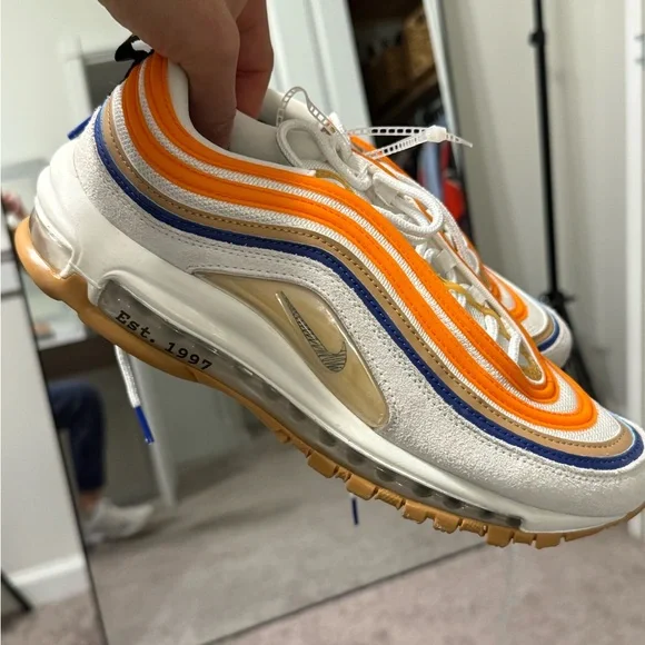 Nike Air Max 97 Frank Rudy Cream and Orange Sneakers Men’s size 8 NEW - Picture 5 of 10